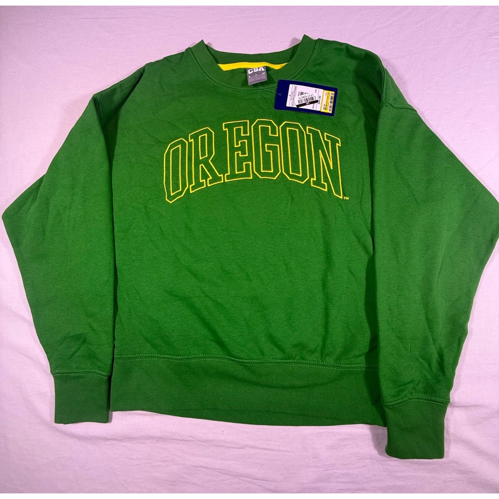 CSA Oregon Ducks Sweatshirt Mens Small Green NEW Embroidered Pullover